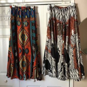 2 boho style skirts one small one medium